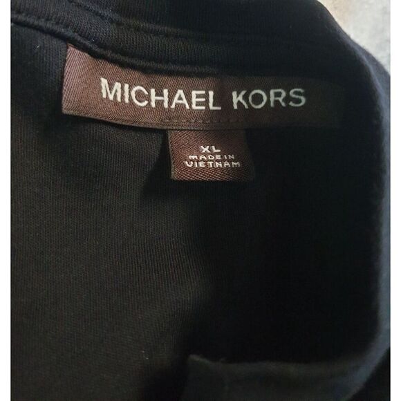 Michael Kors Men's Tee XL Black V-Neck Logo Performance Cotton T-Shirt Preppy - Picture 6 of 7